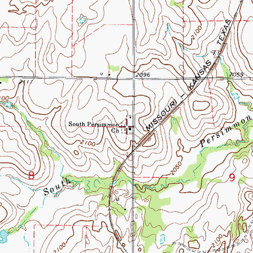 Topographic Map of South Persimmon Church, OK
