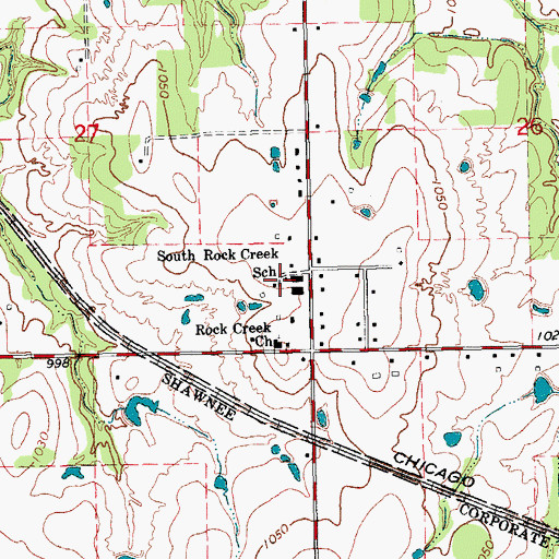 Topographic Map of South Rock Creek Elementary School, OK