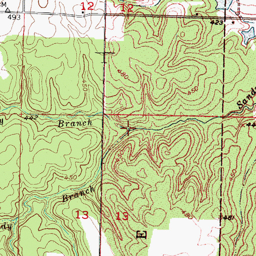 Topographic Map of South Sandy Branch, OK