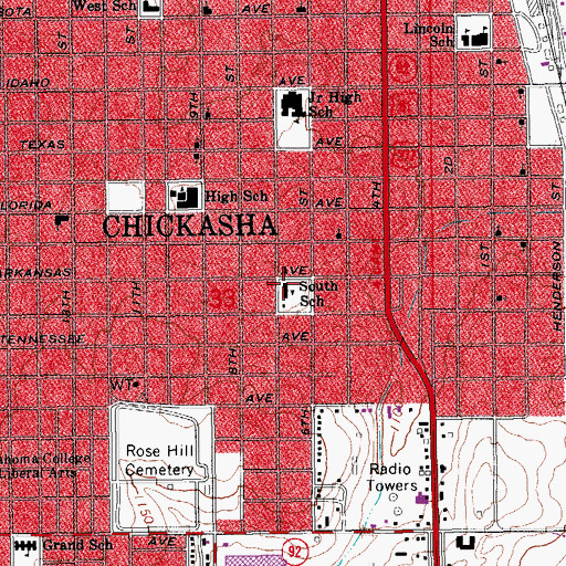 Topographic Map of South School, OK