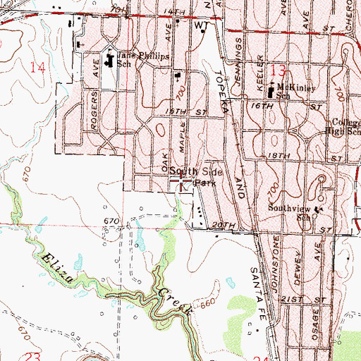 Topographic Map of South Side Park, OK