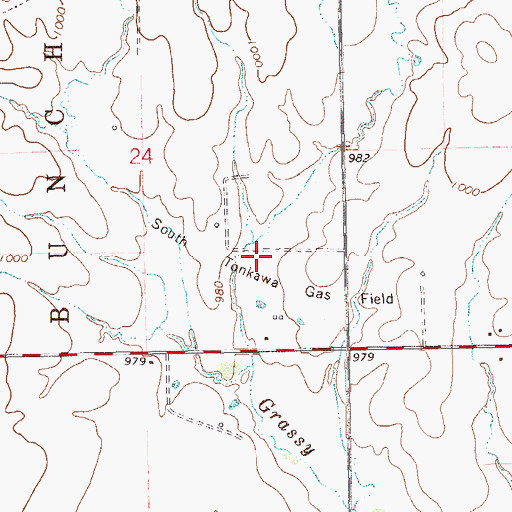 Topographic Map of South Tonkawa Gas Field, OK
