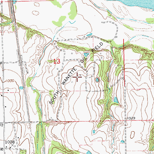 Topographic Map of South Wanette Oil Field, OK
