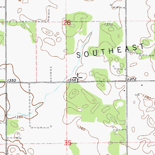 Topographic Map of Southeast Chaney Dell Oil Field, OK