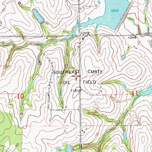 Topographic Map of Southeast Curty Oil Field, OK