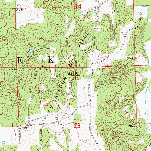 Topographic Map of Southeast Laffoon Oil Field, OK