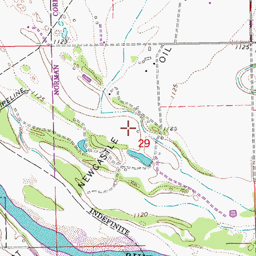 Topographic Map of Southeast Newcastle Oil Field, OK