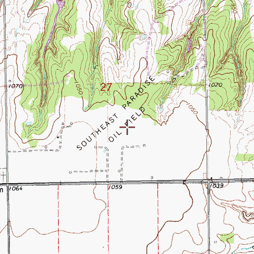 Topographic Map of Southeast Paradise Oil Field, OK
