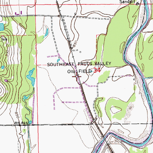 Topographic Map of Southeast Pauls Valley Oil Field, OK