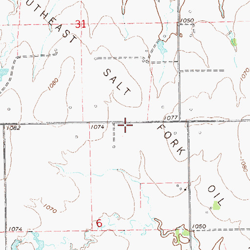 Topographic Map of Southeast Salt Fork Oil Field, OK