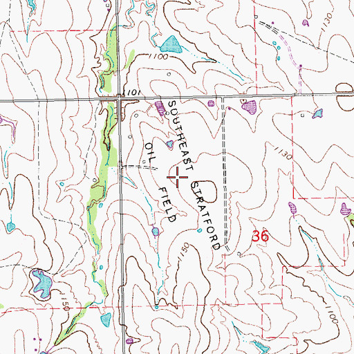 Topographic Map of Southeast Stratford Oil Field, OK