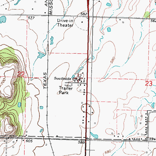 Topographic Map of Southside Church, OK