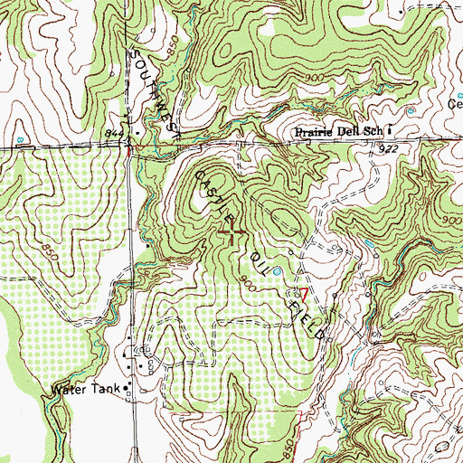 Topographic Map of Southwest Castle Oil Field, OK