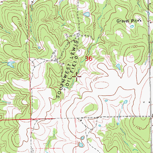 Topographic Map of Southwest Lewis Oil Field, OK