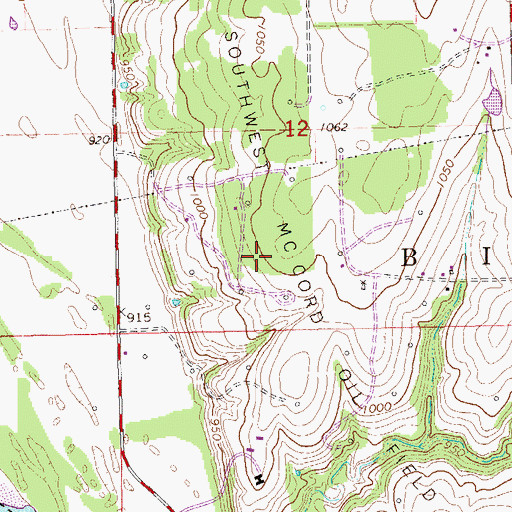 Topographic Map of Southwest McCord Oil Field, OK