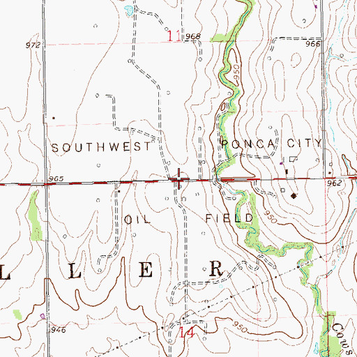 Topographic Map of Southwest Ponca City Oil Field, OK