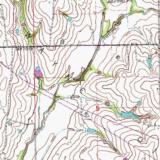 Topographic Map of Southwest Wayne Oil Field, OK