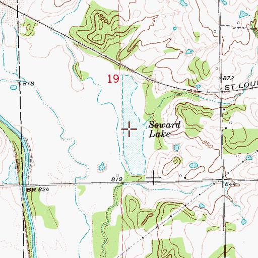 Topographic Map of Soward Lake, OK