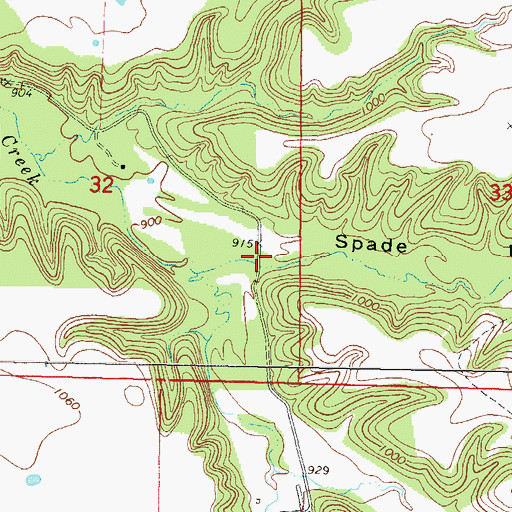 Topographic Map of Spade Hollow, OK