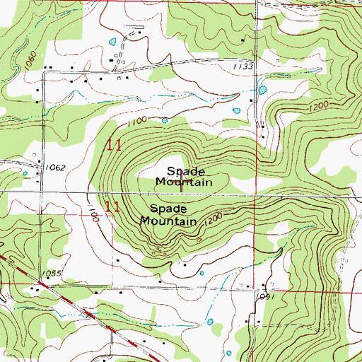 Topographic Map of Spade Mountain, OK