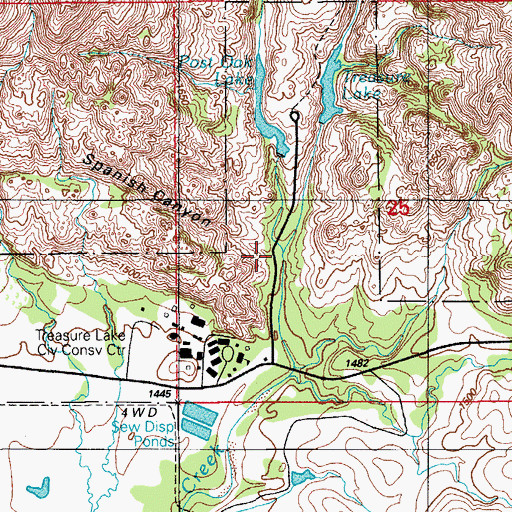 Topographic Map of Spanish Canyon, OK