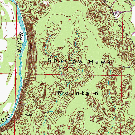 Topographic Map of Sparrow Hawk Mountain, OK