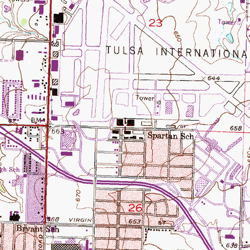 Topographic Map of Spartan School, OK