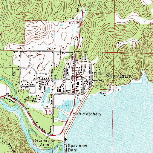 Topographic Map of Spavinaw, OK
