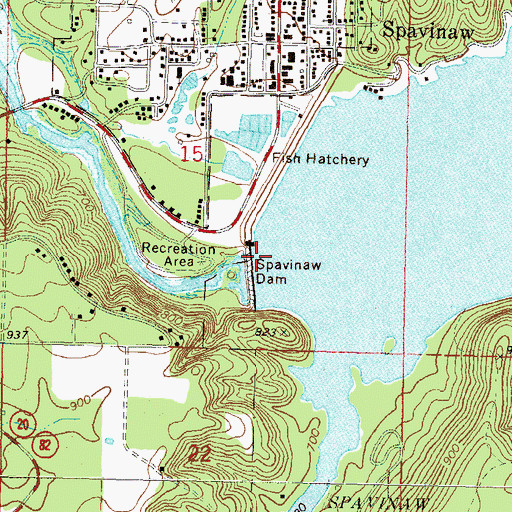 Topographic Map of Spavinaw Dam, OK