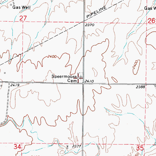 Topographic Map of Speermoore Cemetery, OK