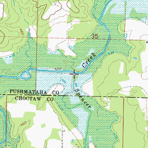 Topographic Map of Spencer Creek, OK