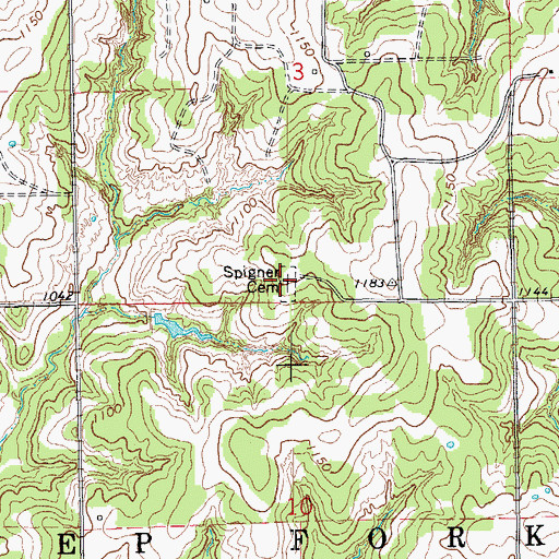 Topographic Map of Spigener Cemetery, OK