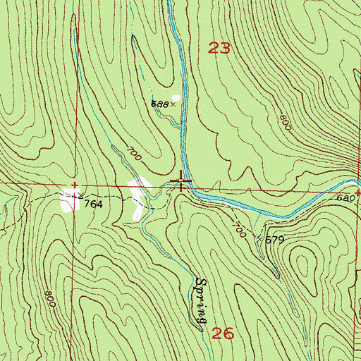 Topographic Map of Spring Branch, OK