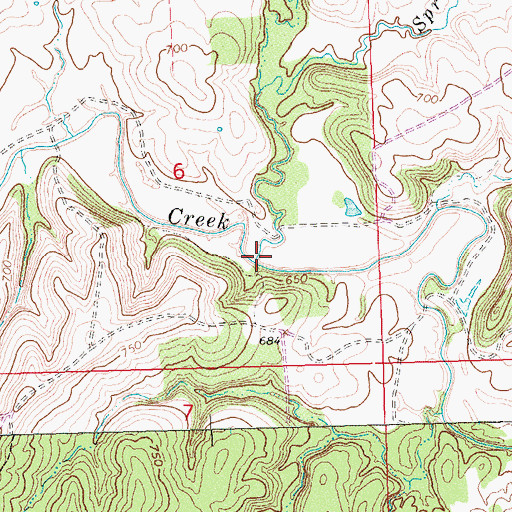 Topographic Map of Spring Branch, OK