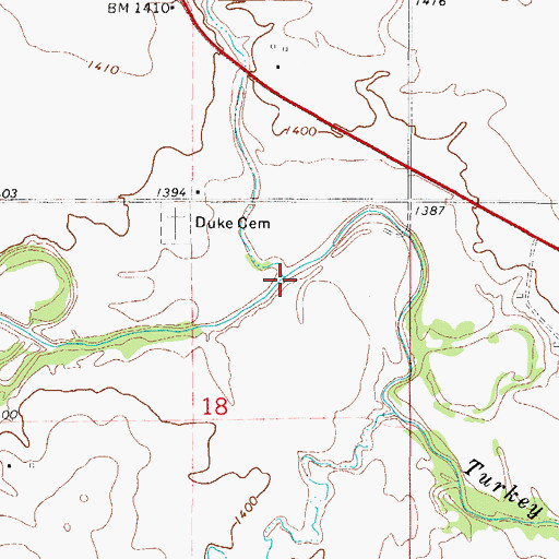 Topographic Map of Spring Branch, OK