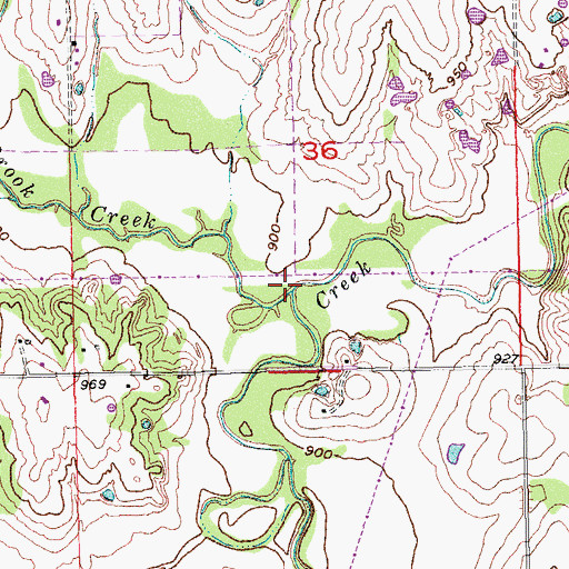 Topographic Map of Spring Brook Creek, OK
