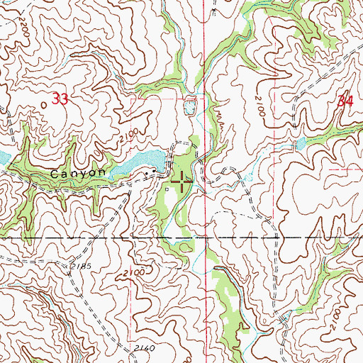 Topographic Map of Spring Canyon, OK
