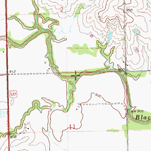 Topographic Map of Spring Creek, OK