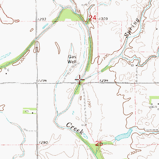 Topographic Map of Spring Creek, OK