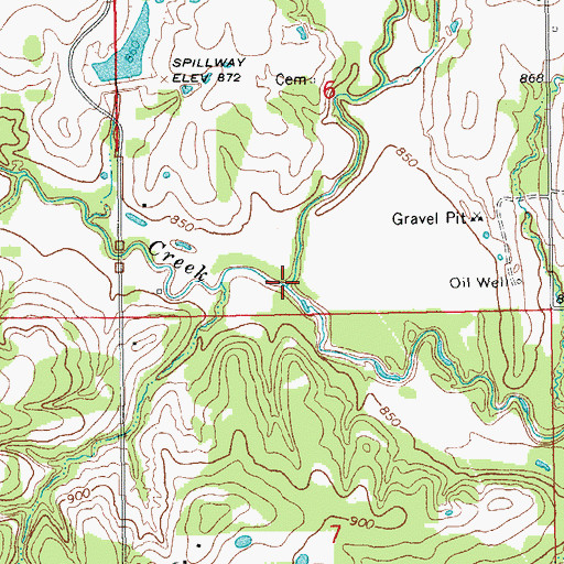 Topographic Map of Spring Creek, OK