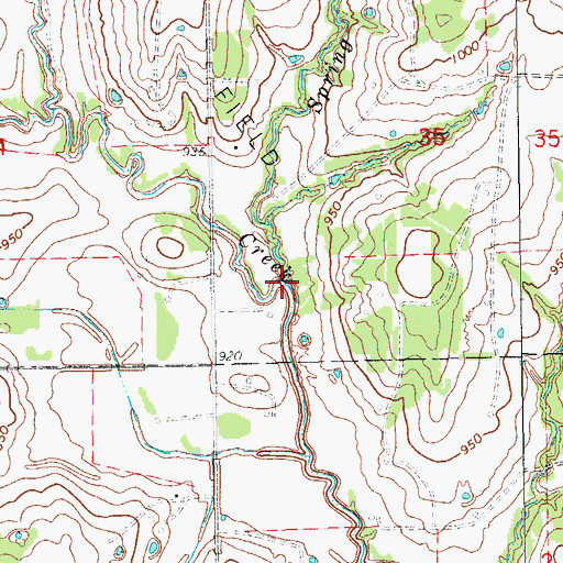 Topographic Map of Spring Creek, OK