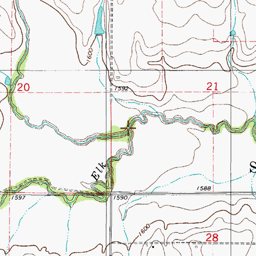 Topographic Map of Spring Creek, OK