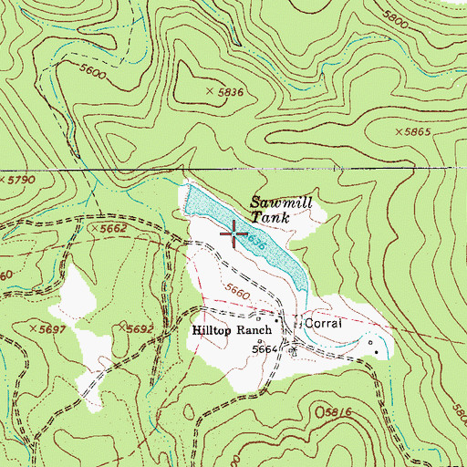 Topographic Map of Sawmill Tank, AZ