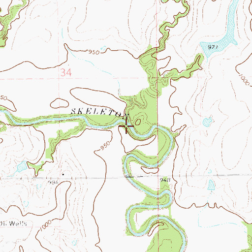Topographic Map of Spring Creek, OK