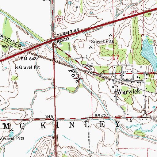 Topographic Map of Spring Creek, OK