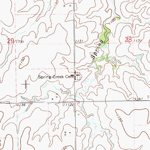 Topographic Map of Spring Creek Cemetery, OK