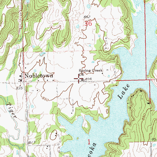 Topographic Map of Spring Creek Church, OK