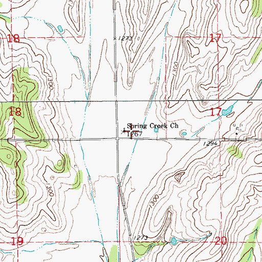 Topographic Map of Spring Creek Church, OK