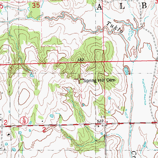 Topographic Map of Spring Hill Cemetery, OK