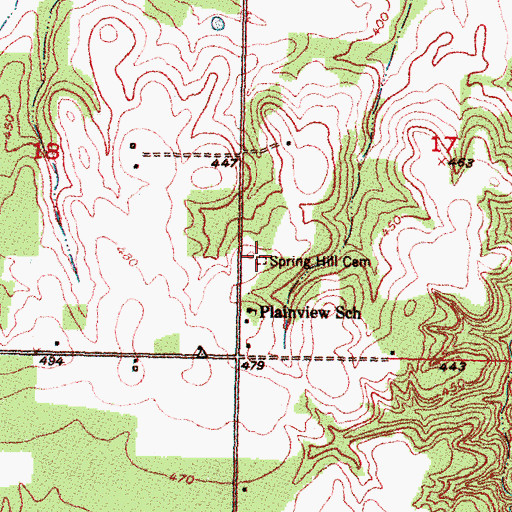 Topographic Map of Spring Hill Cemetery, OK